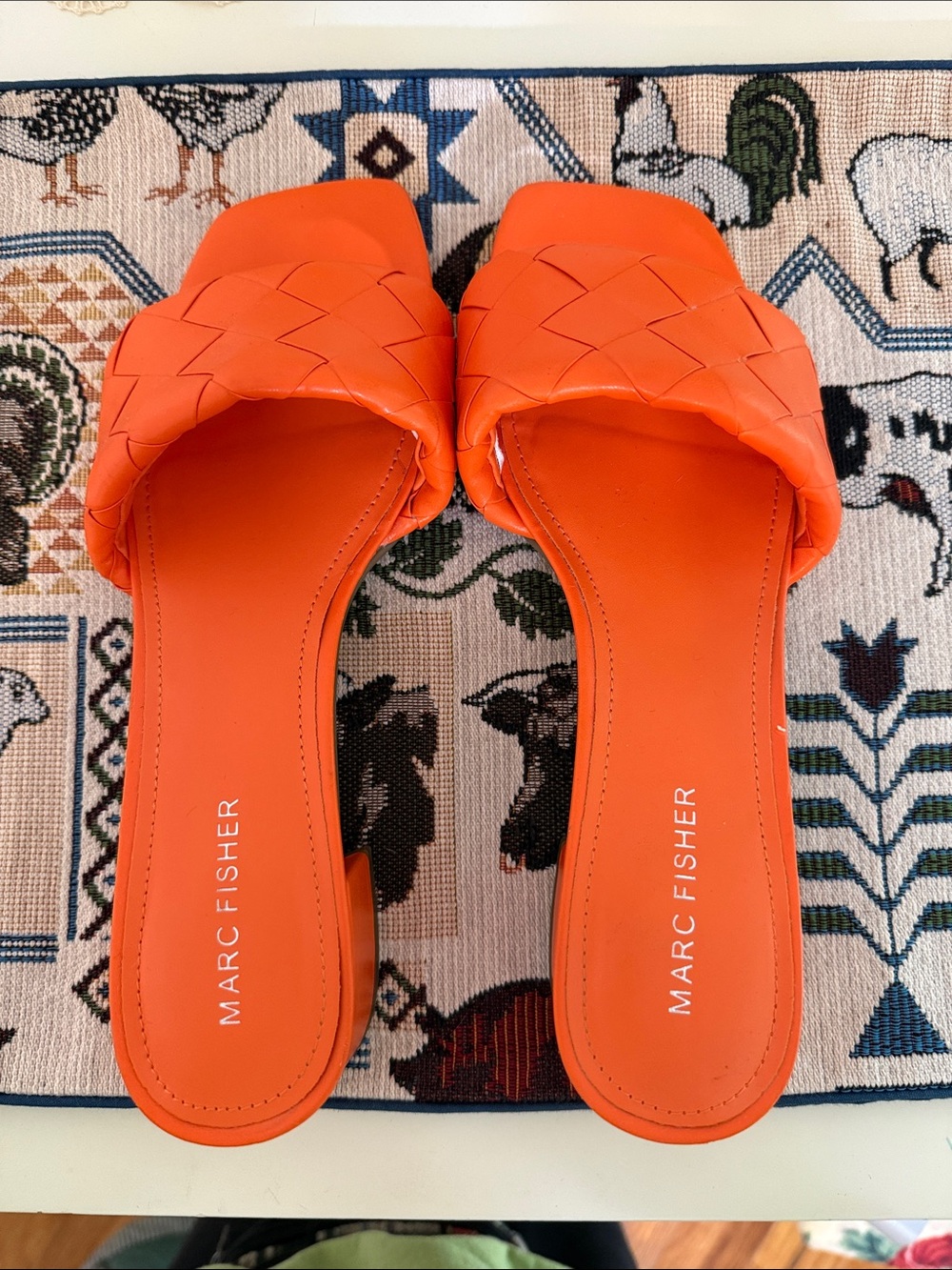 Marc Fisher Orange Braided Slide Sandals